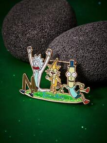 Rick and Morty X SHEIN 1枚锌合金印花胸针，奢华别致，用途广泛，可用于装饰围巾、衣领、包包，适合各种派对、音乐会、节日等场合。 - 金色 - 查看 1