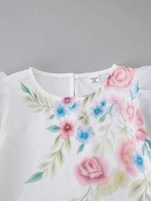 2pcs/Set Tween Girls Fresh & Sweet Style White Blouse + Pink Mini Skirt Outfit, Suitable For Vacation, Campus, Commute, Casual Wear, Youthful & Fashionable - Multicolor - View 4