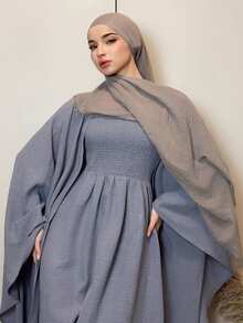 DAZY Women's Elegant Textured Shirred Robe, 2 Pieces Set, Spring/Summer - Blue - View 6