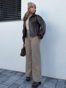 Jeta Ari 秋冬新款宽松休闲厚PU女式常规夹克 - 黑色 - 查看 6