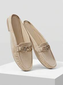 Giày bệt đế mềm bằng da lộn thoải mái đa năng dành cho nữ - Màu Khaki - Xem 5