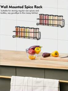 1/2/3 PCS Black Spice Rack Wall Mounted Screw Or Adhesive No Drill Kitchen Organizer Shelf Cabinet Storage Space Saver Home Decluttering Solution Housewarming Gift For New Home Kitchen Upgrade Organization Essential Practical Gift For Her - Black Flat Iron - View 13