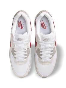 Nike Air Max 90 男士运动鞋 透气轻便吸汗 弹性好 纯色 Logo 易于清洗 多功能 运动户外跑步 日常上学 灰色 白色 红色 DM0029-113 - 灰色/白色/紅色 - 查看 4