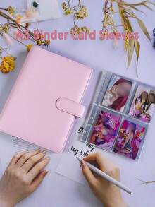 一套A5尺寸PU皮革多功能照片卡片相册，可替换内芯，带环装订，适用于照片、票据、卡片、日常计划、日记本、办公、学校、学生、旅行、礼品、收纳整理、剪贴簿用品，复古风格 - 彩色 - 查看 7