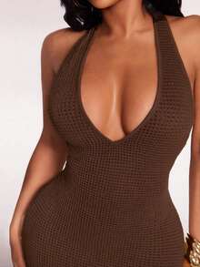 Radiana Women's Summer Boho Brown Crochet Flowy Fringe Hem Dress, Holiday/Beach Vacation Dress - Brown - View 7