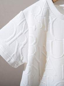 SHEIN 男童字母压纹圆领短袖休闲T恤 - 白色 - 查看 4