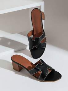 SHUZIA 女士时尚简约高跟凉鞋，适合夏季日常穿着万圣节圣诞节秋冬季 - 黑色 - 查看 8