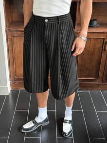 SWAVVY 男士夏季休闲条纹字母刺绣短裤