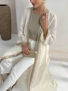 Yasmyna Lace Cover Up, Suitable For Evening Party And Gatherings - Beige - View 3