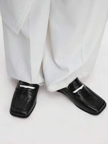 Mnmlis 女士休闲百搭通勤平底乐福鞋 - 黑色 - 查看 2