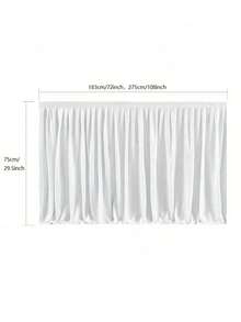 6英尺/9英尺涤纶薄纱窗帘套装（1件），婚礼签到桌布，浪漫优雅桌裙，婚礼派对酒店厨房户外活动装饰，美食摄影背景，生日派对，情人节，圣诞节，感恩节 - 白色 - 查看 3