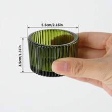 مجموعة حامل شموع 4/12/24/36 قطعة، حامل شموع زجاجي صغير بقياس 2 بوصة * 1.4 بوصة (بدون شموع)، مثالي لوسط طاولة الزفاف وديكور حفلات المناسبات المنزلية، هالوين، مخيف، خريف، شتاء، عطلات، مهرجانات، ديكور الغرف، هدايا - أخضر عسكري - مشاهدة 2