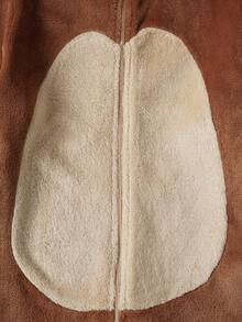 TOM & JERRY X SHEIN Tween Boy Brown Cartoon Jerry Mouse Embroidery 3D Ear Hooded Jumpsuit, Suitable For Autumn/Winter, Halloween, Party