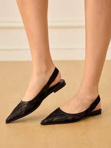 CUCCOO HITCHD 女士尖头时尚休闲一脚蹬鞋 - 黑色 - 查看 9