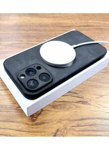 奢华哑光皮革手机壳，兼容 17 Pro Max、17 Pro、17、16、15、14、13、12 Pro Max Plus、16E、17 Air、11，支持磁吸式无线充电，带摄像头保护盖 - 深灰色 - 查看 5