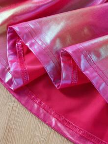 Elladie kids Young Girl Lace Pleated Casual Mini Skirt - Hot Pink - View 3