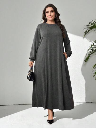 Veilorie Plus Size Women's Turkish Maxi Dress & Arabic Traditional Abaya Kaftan Jalabiya Dress