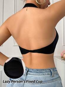 1pc Seamless Wireless Bra For Women, Supportive Lift, Comfortable Halter Neck, Full Coverage, Can Be Worn Outerwear, Shiny Camisole