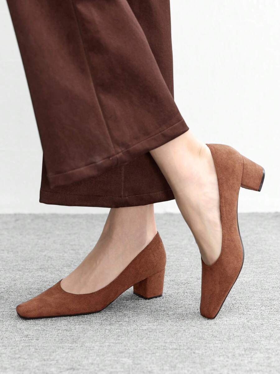 CUCCOO BIZCHIC Pantofi cu toc înalt și vârf pătrat pentru femei, eleganți, potriviți pentru naveta zilnică - Moca Brown - Vizualizare 1