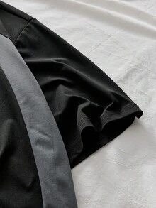 AXEPEAK Men's Letter Graphic Round Neck Raglan Short Sleeve Casual Loose Versatile T-Shirt - Black - View 4