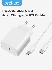 Teckwe PD20W USB C Charger Block,  Type-C Power Adapter, Travel Charger, Charger Fast For Phone IPad Laptop Headphones-EU Plug - EU C Type Plug(220-240V) - View 1