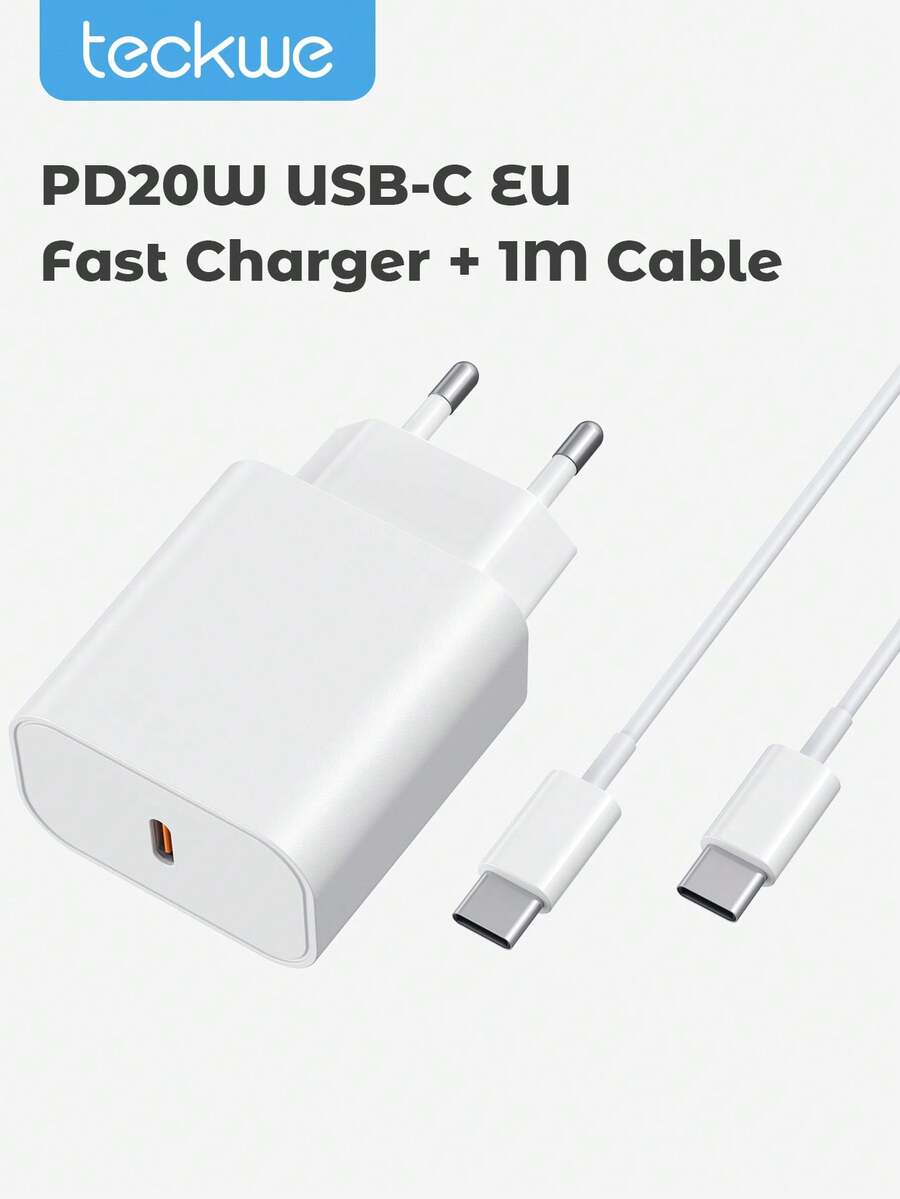 Teckwe PD20W USB C Charger Block, Type-C Power Adapter, Travel Charger, Charger Fast For Phone IPad Laptop Headphones-EU Plug - EU C Type Plug(220-240V) - View 1
