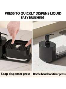 1 Piece Kitchen Multi-Function Soap Dispenser Set With Tray And Sponge Holder, Dish And Hand Soap Dispenser With Stainless Steel Dish Cloth Holder, 4 In 1 Kitchen Sink Countertop Storage Organizer, Useful Kitchen Bathroom Gadgets