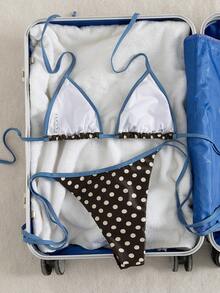 Swim Vcay Women's Asymmetrical Polka Dot Print Halter Two-Piece Swimsuit, 2-Piece Bikini Set For Beach & Holiday, Spring/Summer - Multicolor - View 2