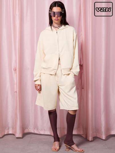 COUREZ Jersey Long Length Shorts , Y2K Summer Going Out Streetwear Summer For Women Vintage