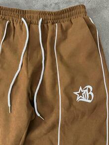 STYNVO Men's Simple Print Long Sleeve Jacket And Pants Set - Brown - View 4