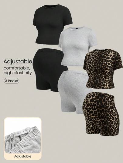 Modmama 孕妇圆领短袖T恤和短裤休闲套装（2件套）