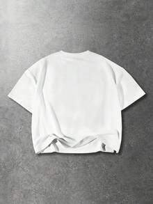 ROMWE MEN 男士休闲印花短袖T恤，复古街头风 - 白色 - 查看 2