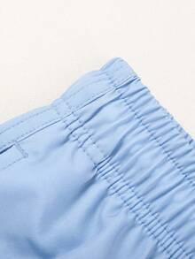 Manfinity Swimmode Men's Contrast Stripe Elastic Waist Drawstring Loose Casual Beach Shorts, Summer Mens Swim Trunks Mens Sexy Swimwear Mens Bathing Suit Trunks - Baby Blue - View 5