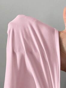 SHEIN Tall Plain Pink Round Neck Casual Bodysuit With Long Sleeves For Her - Pink - View 9