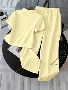 GlowEve CURVE 两件套休闲刺绣半拉链套头卫衣，加大码，浅黄色 - 黃色 - 查看 2