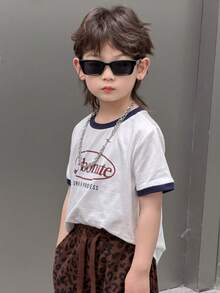 Dazy Kids 男童字母印花圆领休闲百搭日常短袖T恤 春夏 - 白色 - 查看 2