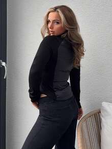 Jeta Ari 拉链插肩袖棉服外套，冬季女装，女式棉服外套 - 黑色 - 查看 2