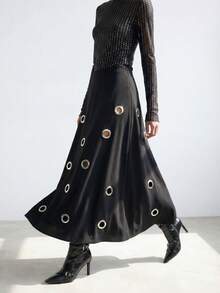 Maija 女士镂空黑色长袖连衣裙 - 黑色 - 查看 10