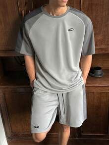 SWAVVY Men's Contrast Color Short Sleeve T-Shirt And Shorts Set Men Summer Sweatsuit Men's Co Ord Set Short Men Two Pieces Casual Short Sets - Black - View 1