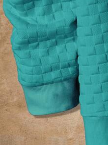 HIMLAND 男士字母图案针织圆领套头卫衣，秋冬季 - 藍色 - 查看 4