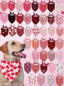 PETSIN 5PCS Valentines Dog Bandanas Pet Bibs With Love Letter Prints Bulk Pet Bandanas Dog Bandanas Bibs Triangle Dog Scarf Colorful Pet Dog Bandanas For Medium Large Dog Birthday Summer Costume Accessories Decoration - Multicolor - View 1
