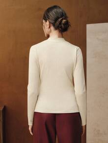 Anewsta Women's Elegant Party Dress Red Top T-Shirt, High-End Bowknot Tie Long Sleeve Sweater - Apricot - View 2