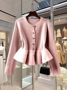 Franclia Cardigan stile Y2K, adatto per pendolarismo, scuola, Ognissanti, ufficio, uscite, compleanni, abbigliamento casual in autunno/inverno - Rosa - Visualizzare 6