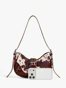 Viva Strut 1 pieza Bolso bandolera con decoración de remaches, estilo punk, ajustable, para mujeres y adolescentes, estilo Y2K - Marrón Chocolate - Ver 5