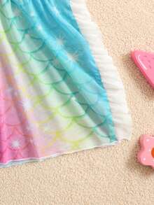 SHEIN Áo khoác ngoài in họa tiết ombre thời trang dành cho cô gái trẻ, thích hợp cho bãi biển, hồ bơi và tiệc tùng. - Nhiều màu - Xem 4