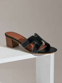 SHUZIA 女士时尚简约高跟凉鞋，适合夏季日常穿着万圣节圣诞节秋冬季 - 黑色 - 查看 7