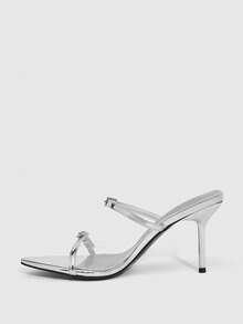 CUCCOO SZL Women's Buckle Design Fashion Daily Wear High Heel Sandals - Silver - View 12