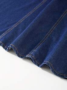 GlowEve Women's High Waist Pocket Casual/Work Denim Skirt - Dark Wash - View 6