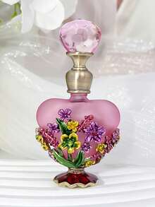 1pc Vintage-Inspired 5ml Heart-Shaped Glass Perfume Bottle - Refillable Essential Oil & Fragrance Holder, PVC-Free, Hand Wash Only,Handmade - Multicolor - View 1