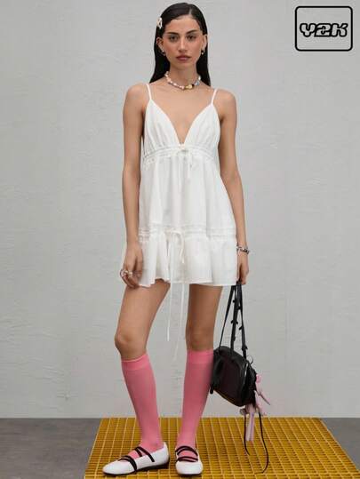 COUREZ Baby Doll Cami Dress /Summer Outfits For Women /Going Out Outfits Y2K Street Casual Vacation Resort Holiday Vintage